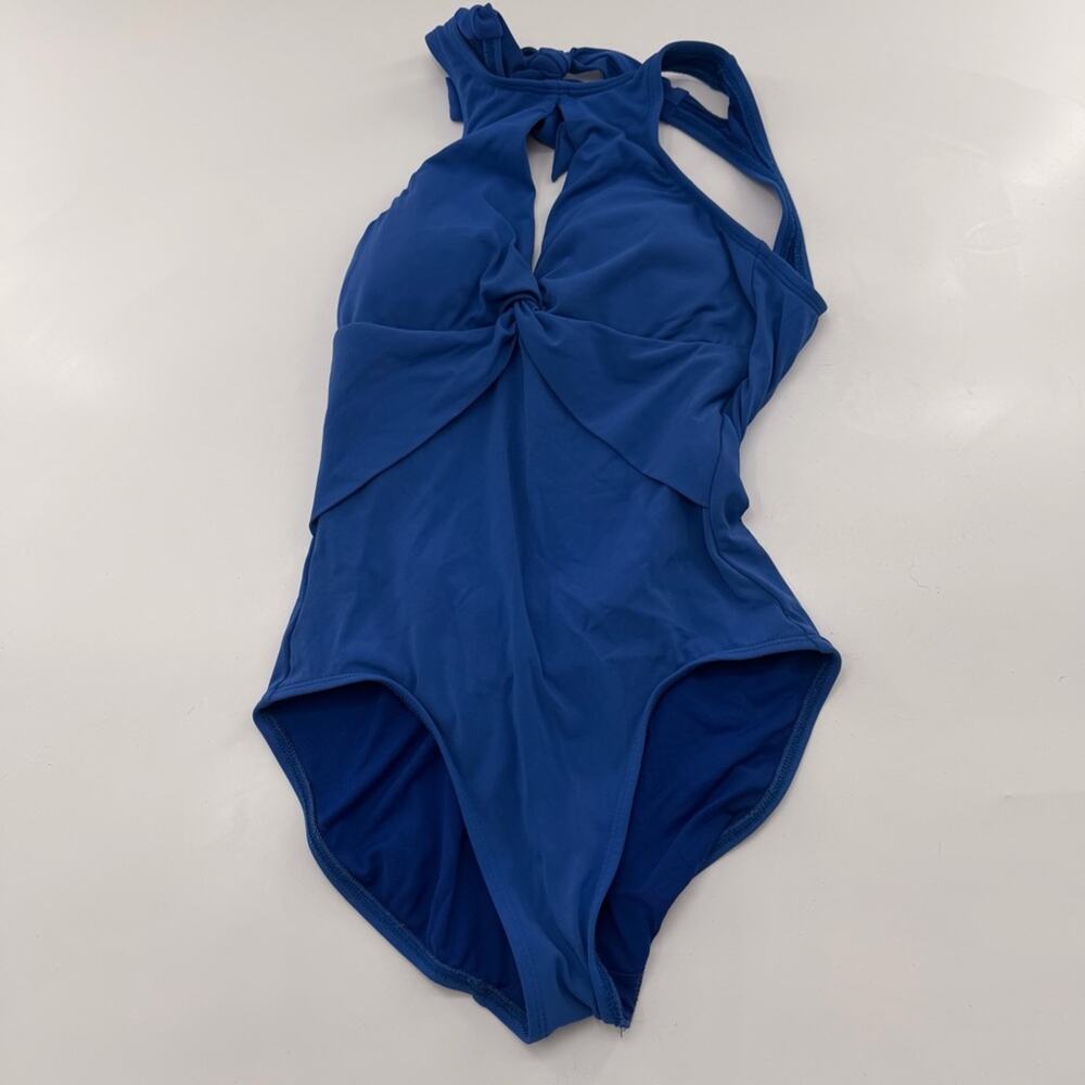 Robin Piccone Ava High Neck Swimsuit Swimwear One Piece Royal Blue Women’s 4